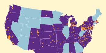 PACE program locations on US map