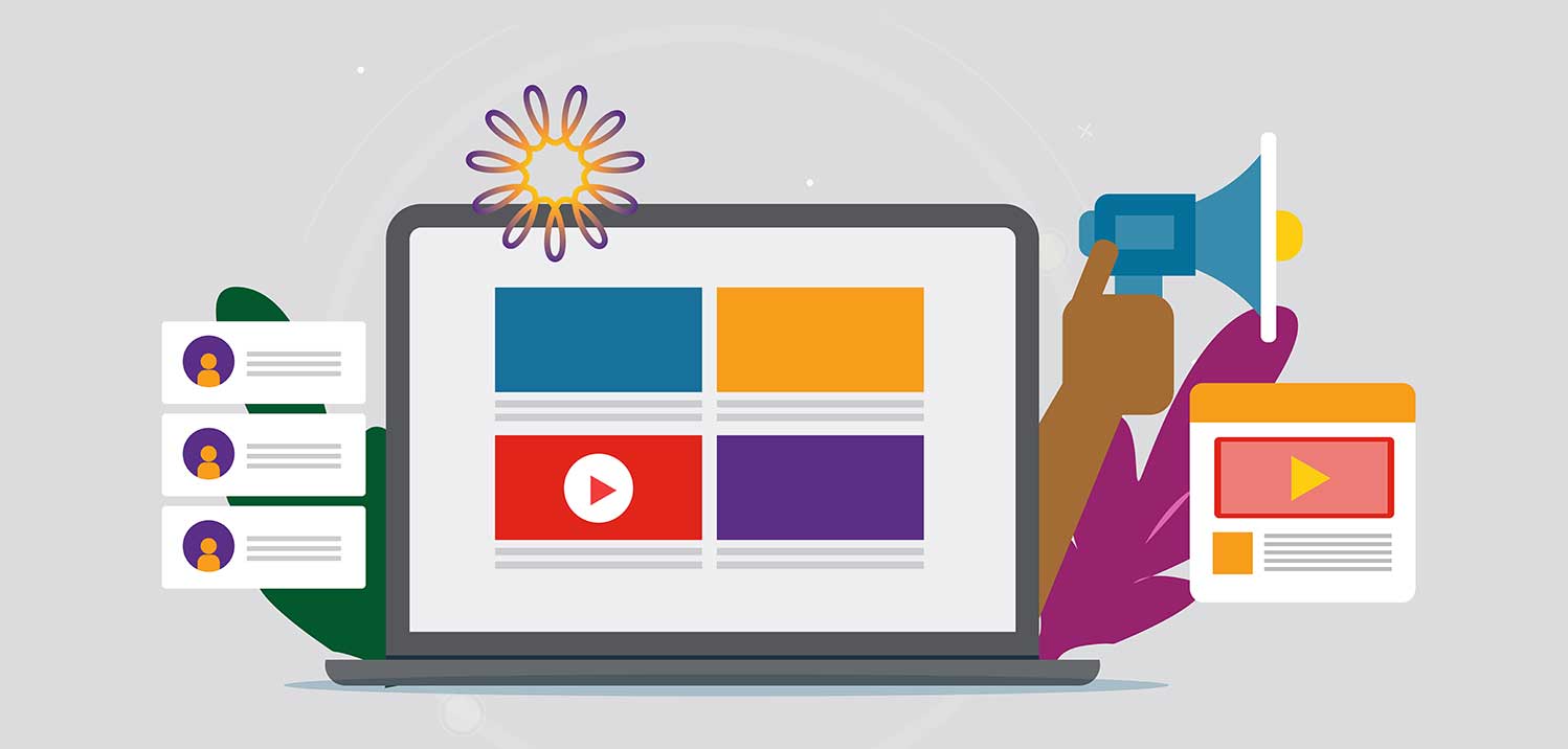 NPA Sponsorship Opportunities illustration with laptop and megaphone