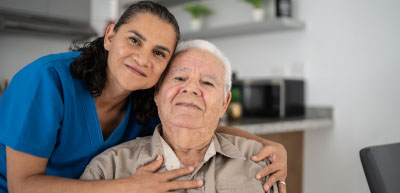 home aide and participant facing camera