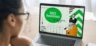 PACE Awareness illustration on laptop