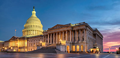 US Capitol at dawn or dusk