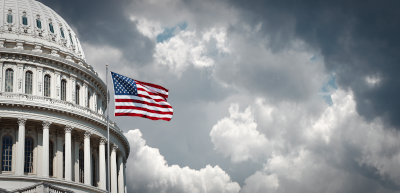 US capitol building with cloudy skies