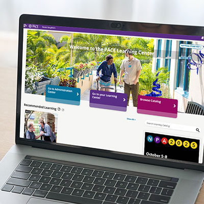 PACE Learning Center laptop screen homepage